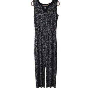 Chicos 1 Womens Jumpsuit Size 8/10 Printed Office Career Sleeveless Black